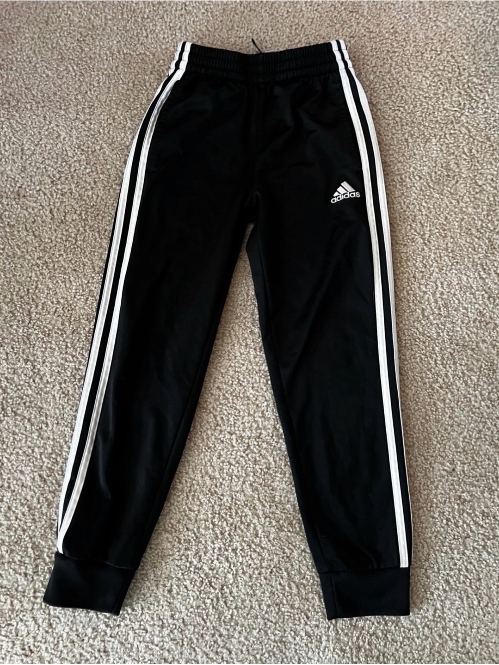 adidas Black Jogger Pants with White Side Stripes